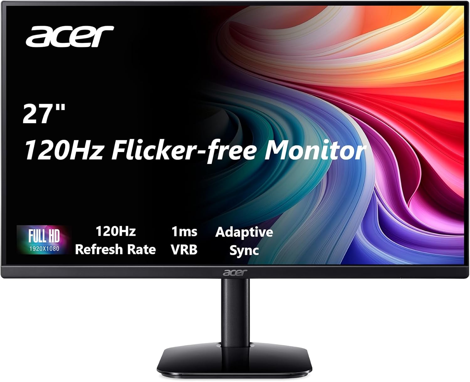 71e5GgPXQzL._AC_SL1500_ acer KB272 G0bi 27" IPS Full HD (1920 x 1080) Gaming Office Monitor | Adaptive-Sync Support (FreeSync Compatible) | Up to 120Hz Refresh | 1ms (VRB) | sRGB 99% | Tilt | HDMI & VGA Ports - Image 1