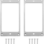 2 Pcs Metal Humbucker Cover, Flat Electric Guitar Pickup Frame Replacement, Bridge Neck Pickups Cover with Screws (CHROME)