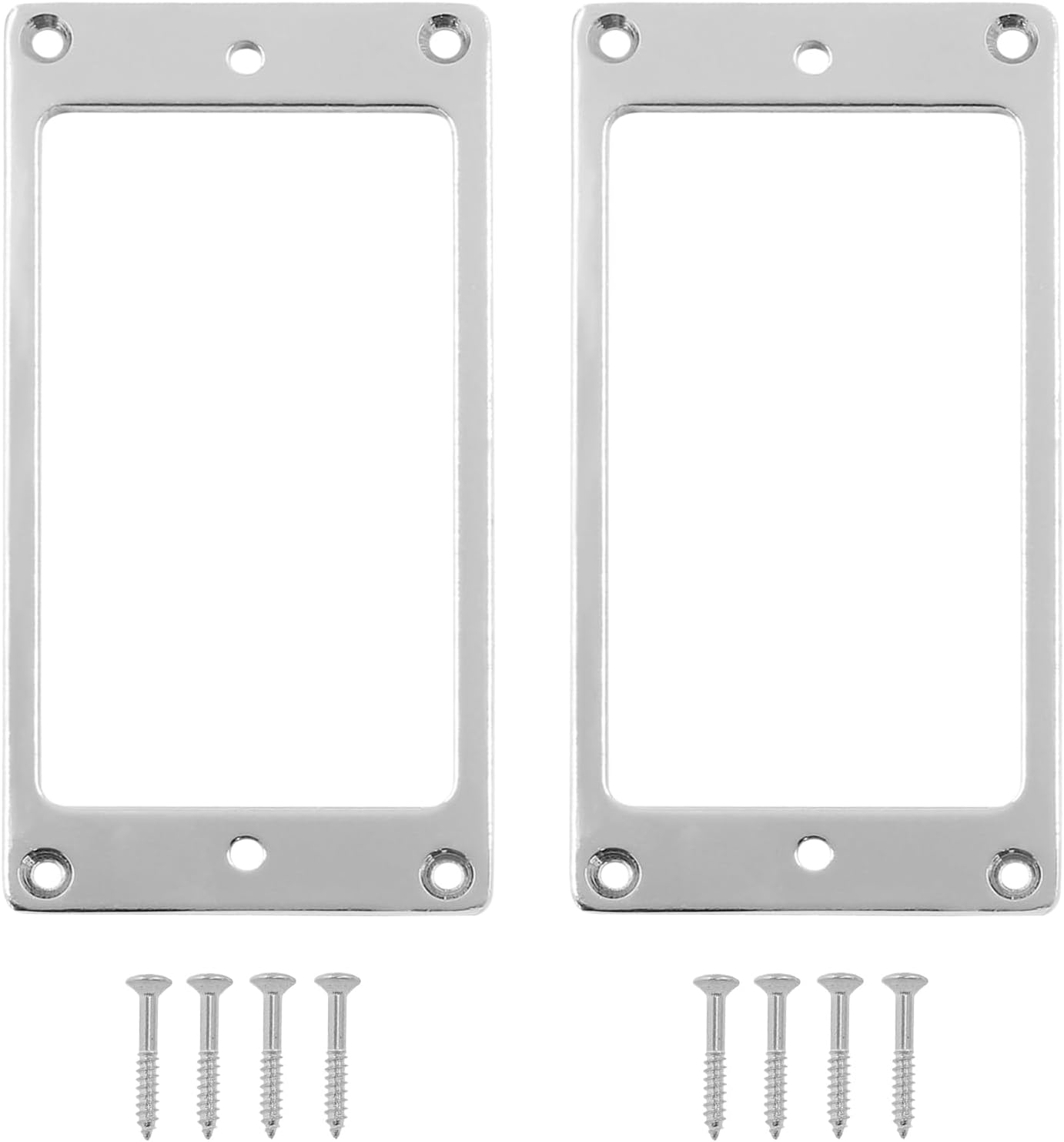 51IbEtsdAtL._AC_SL1500_ 2 Pcs Metal Humbucker Cover, Flat Electric Guitar Pickup Frame Replacement, Bridge Neck Pickups Cover with Screws (CHROME) - Image 1