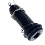 6.35mm Brass Mono Guitar Bass Barrel Jack Socket Cylinder Input Output Jack with 3 Pins Black