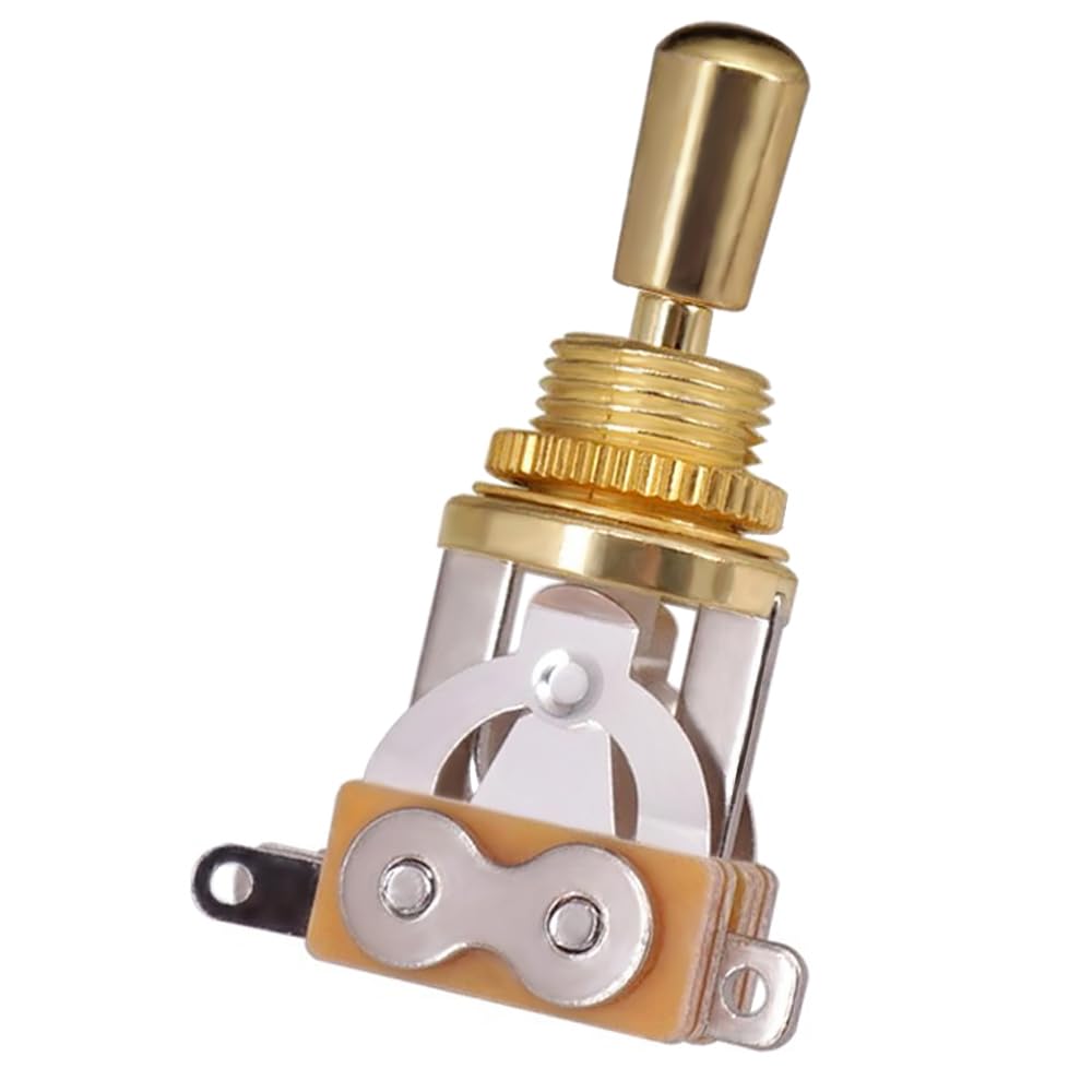 51qtbgZXYUL._SL1000_ Electric Guitar 3 Way Toggle Switch Pickup Selector Switch with Brass Tip Knob (Gold) - Image 1