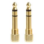 Headphone Jack Adapter, Gold Plated Headphone Adapter 6.35mm (1/4 inch) Male to 3.5mm (1/8 inch) Female Audio Plug, Aux Jack Converter for Electric Keyboard, Speaker-2 Pack