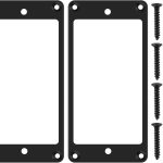 2 Pcs Metal Humbucker Cover, Flat Electric Guitar Pickup Frame Replacement, Bridge Neck Pickups Cover with Screws (BLACK)