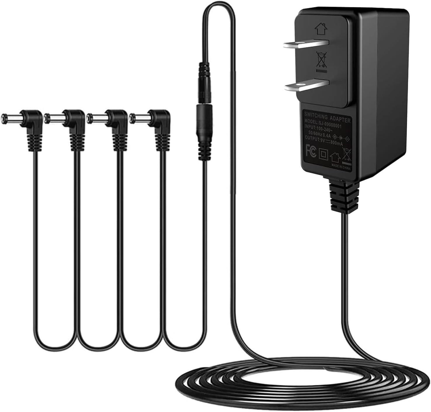 61dl7Hw3ghL._AC_SL1500_ DC 9V Guitar Pedal Power Supply AC Adapter with 4 Way Daisy Chain Power Cord Cables for Pedal Keyboard Tip Negative 800mA-1A (A-P01) - Image 1