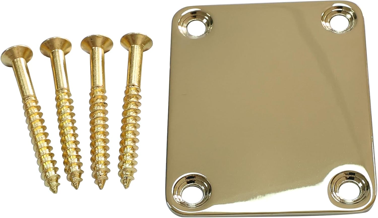 61dz2PXEDTL._AC_SL1500_ Guitar Neck Plate Neck Joint Plate Electric Guitar Part Replacement for Telecaster Neck Tele Neck Strat Neck Stratocaster Neck Bass Neck Gold - Image 1