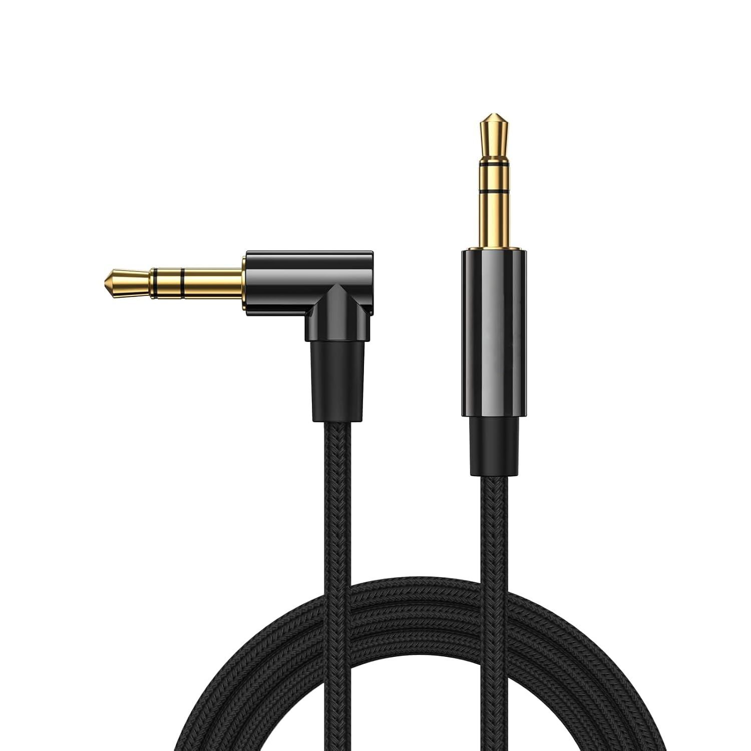 61k2lFIBIuL._SL1500_ 3.5mm Audio Cable 50CM, 3.5mm Right Angle Male to Male Auxiliary Cable with Silver-Plating Copper Core for Car Stereos, iPhones, Tablets, PS4 Headset, Echo-Dot, 24K Gold Plated - Image 1