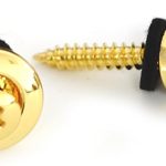 Strap Locks Buttons, (1 Pair) Zinc Alloy Security Straplock Quick Release Strap Retainer System for Electric Acoustic Folk Guitar, Bass, Ukulele Replacement Part (Gold)