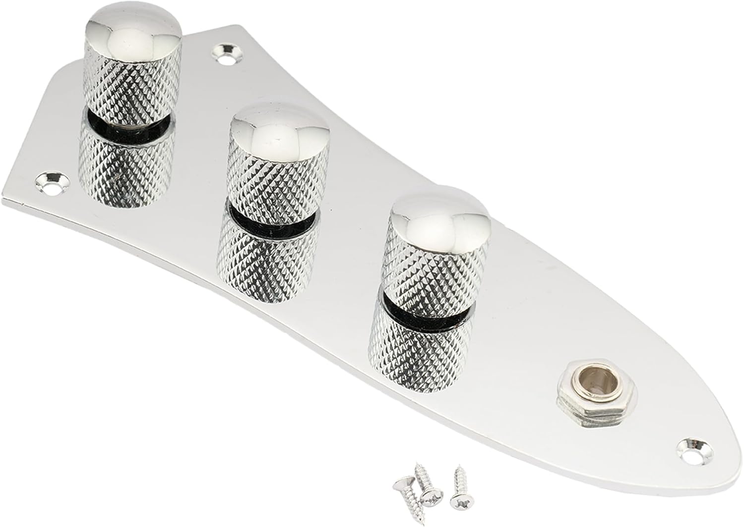 61pNtj3Lq+L._AC_SL1500_ Loaded J Bass Control Plate Pre-Wired Jazz Bass Control Plate with Wiring Harness for Jazz Bass Guitar Replacement, Chrome - Image 1