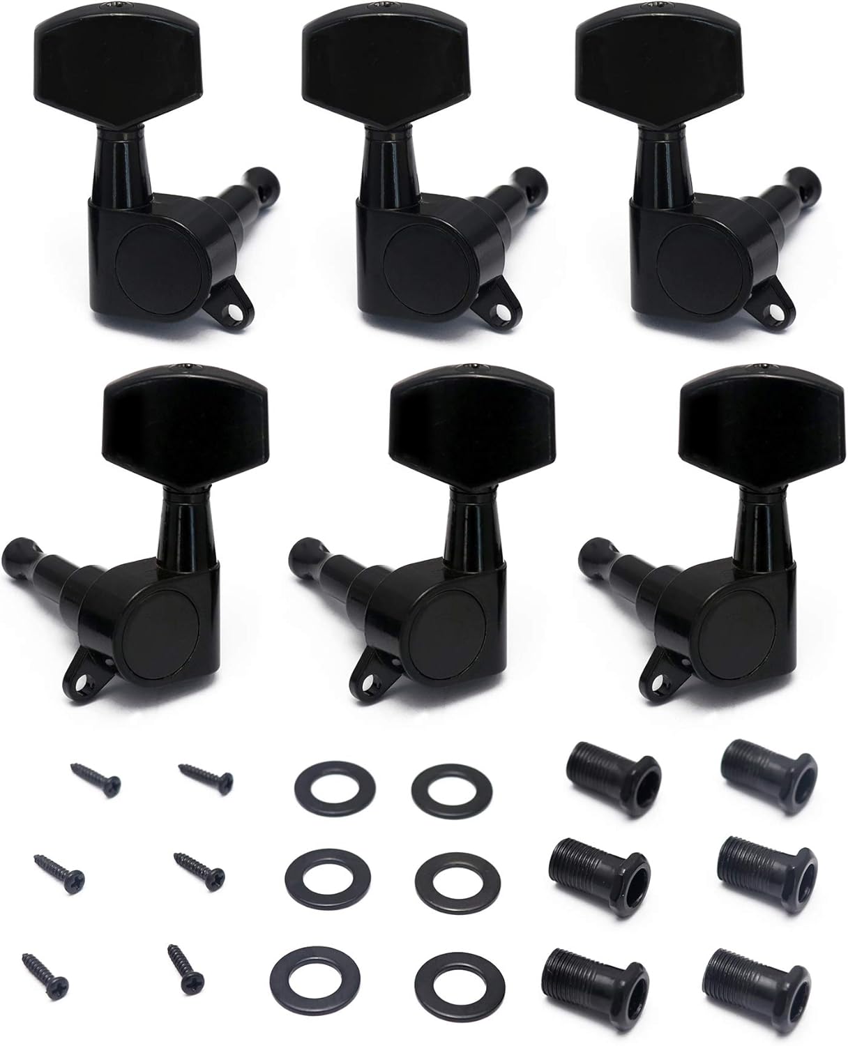 71nBGK+ZbZL._AC_SL1500_ Sealed String Tuning Pegs Keys Machines Heads Tuners 3L 3R Electric Guitar Acoustic Guitar Parts Replacement Black.(Black) - Image 1