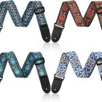 Adjustable Cotton Guitar Strap Random Design 4 Pack for Electric Acoustic Bass Guitar